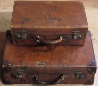 Two vintage leather suitcases Both in used condition, wear and tear