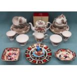 Sundry ceramics Inc. Royal Crown Derby plate, Colclough teaware, Masons, Mickey Mouse figure, etc