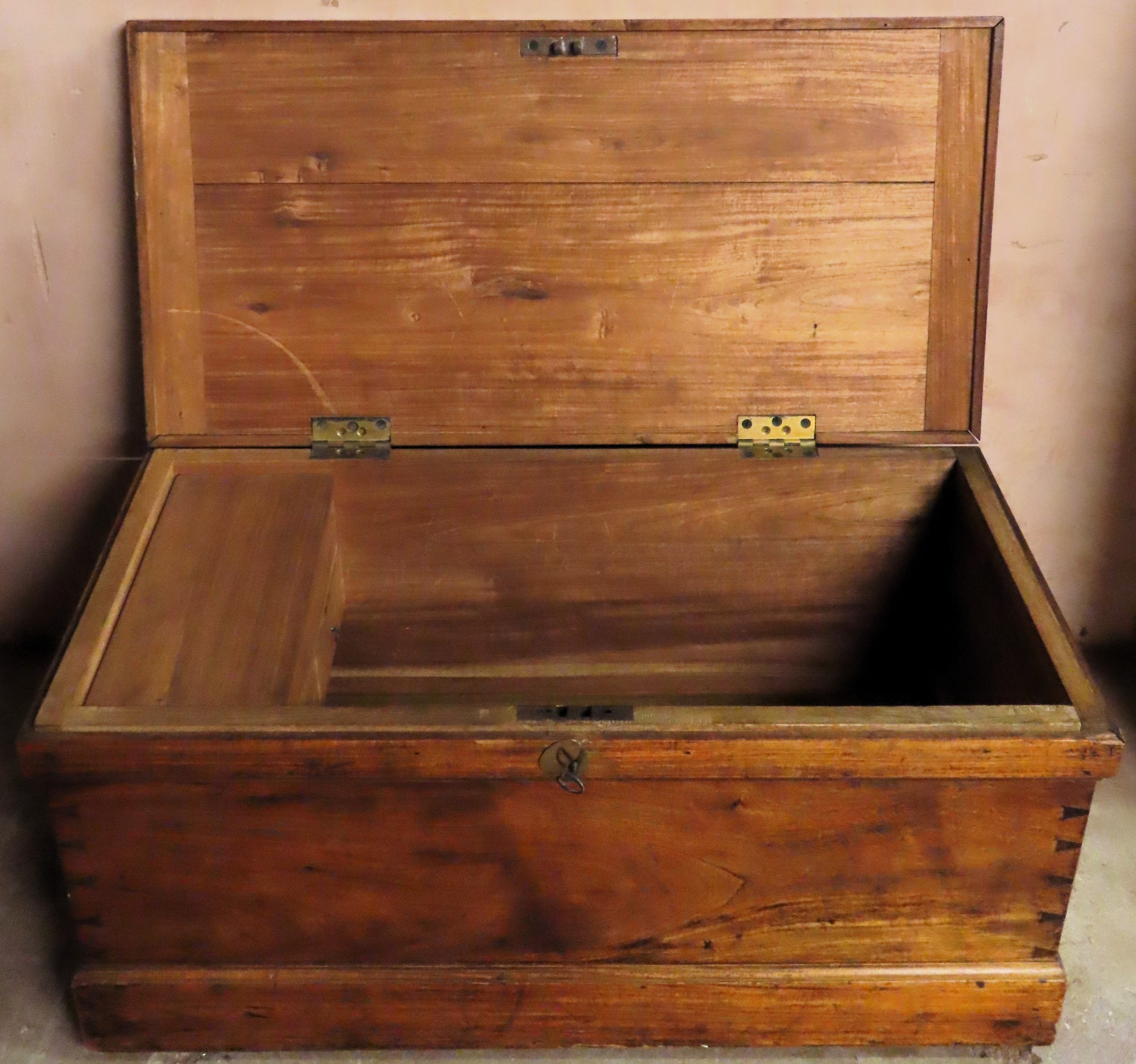 Early 20th century Camphor wood campaign style storage chest, with fitted interior. Approx. 45cm H x - Image 3 of 3