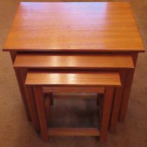 1970's Teak nest of three tables. Approx. 47 x 51 x 34cms reasonable used condition minor scuffs and