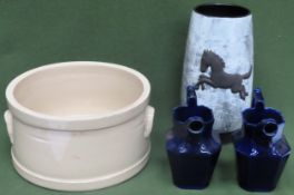 Sundry ceramics including stoneware pot, Ziegler vase, plus jugs