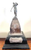 SILVER GOLF TROPHY ON STAND, BIRMINGHAM ASSAY, TOTAL HEIGHT APPROX 28cm AND WEIGHT APPROX 350g