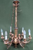 Impressive 19th century ornately decorated six sconce ceiling chandelier. Approx. 90cm H x 60cm
