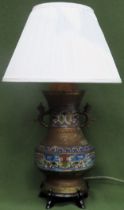 Late 19th/Early 20th century Cloisonne table lamp. Approx. 61cm H