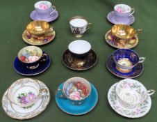 Various ceramic cups and saucers including Aynsley etc
