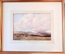 PERCY LANCASTER, WATERCOLOUR, MOORLAND ASPECT, FRAMED AND GLAZED, APPROX 24 x 33cm