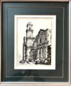 STEEL ENGRAVING OF ST LORENZO NAPLES, SIGNED LOWER RIGHT, FRAMED WITH DOUBLE MOUNT