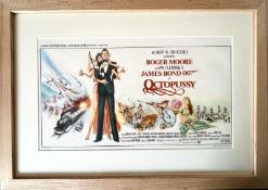 FRAMED ORIGINAL FILM POSTER 1983 CINEMA INTERNATIONAL, ROGER MOORE IN OCTOPUSSY. APPROX 30 x 52cm