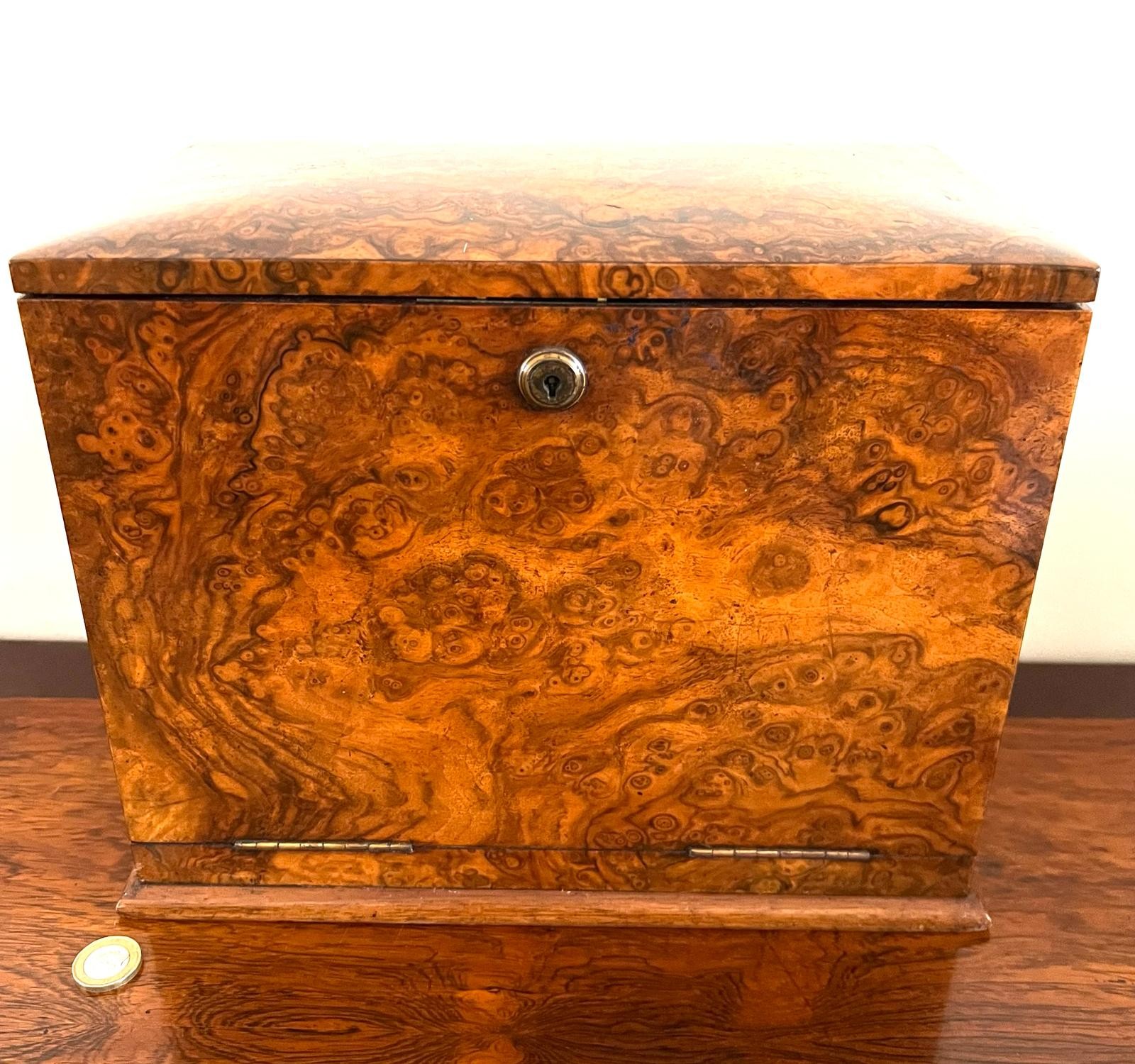 WALNUT VENEERED TABLE TOP WRITING CABINET, CIRCA 1900, BAGSHAW LIVERPOOL