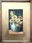 MARY H LEE, 1894, OIL ON BOARD, BOWL OF SUNFLOWERS, APPROX 34 x 20cm