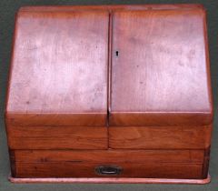 GOOD QUALITY WRITING BOX WITH HINGED DOORS AND FITTED INTERIOR