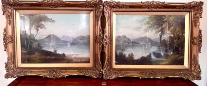 PAIR OF UNSIGNED OILS, LAKELAND SCENES, FRAMED AND GLAZED, APPROX 27 x 37cm