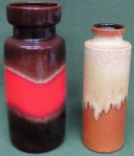 Two vintage West German glazed pottery vases. No's 517/30 & 203-26. Largest Approx. 30.5cms H both