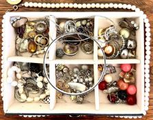 ACCUMULATION OF COSTUME JEWELLERY INCLUDING EARRINGS AND BANGLES, ETC.