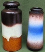 Two vintage West German glazed pottery vases. No's 517/30 & 206-26. Largest Approx. 30.5cms H both