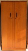 Mid 20th century Homeworthy teak two door wardrobe. Approx. 178cm H x 94cm W x 53cm D Used