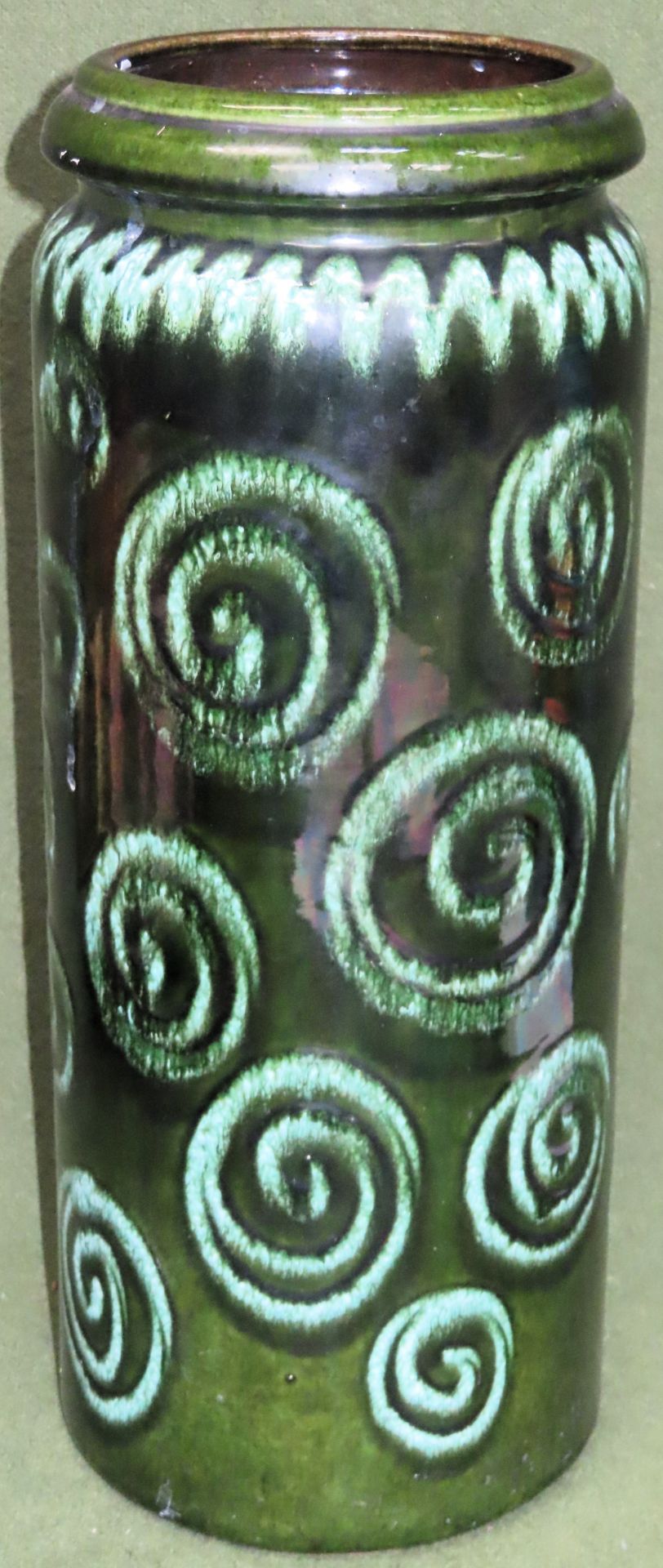 Large Scheurich West German glazed pottery vase. No. 217-42. Approx. 42.5cms H reasonable used