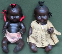 Pair of vintage jointed Character dolls. Approx. 30cm H
