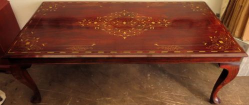 20th century brass inlaid rectangular coffee table. Approx. 46.5cm H x 121cm W x 22cm D Reasonable
