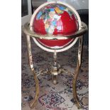 Gilt metal globe with semi-precious stones. Approx. 89cm Reasonable used condition