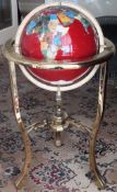 Gilt metal globe with semi-precious stones. Approx. 89cm Reasonable used condition