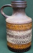 Large Scheurich West Germany 'Foligno' pattern loop handled pottery jug. Approx. 39.5cms H