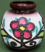 Schuerich West Germany - glazed pottery vase with floral decoration. No. 284-19. Approx. 19cms H