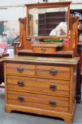 Art Nouveau mirror back dressing table. Approx. 163cm H x 103cm W x 52cm D Reasonable used