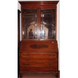 19th century mahogany bureau bookcase. Approx. 211cm H x 115cm W x 47cm D Reasonable used condition,