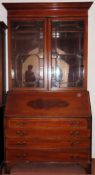 19th century mahogany bureau bookcase. Approx. 211cm H x 115cm W x 47cm D Reasonable used condition,