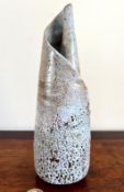 ALAN WALLWORK CURLED STONEWARE VASE, SIGNED BASE, APPROX 22cm HIGH