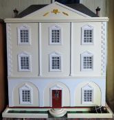 Large Georgian style scratch built and electrical dolls house, with dolls house furniture Reasonable