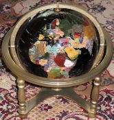 Gilt metal globe with semi-precious stones. Approx. 49cm H Reasonable used condition