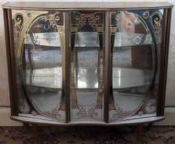 1970's two door glazed display cabinet. Approx. 94cm H x 97cm W x 31cm D Reasonable used