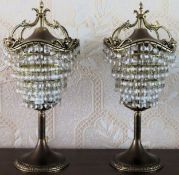 Pair of 20th century gilt table lamps with droplets. Approx. 47cm H Used condition, not tested for