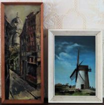 Two small oil on board paintings. Largest approx. 60 x 23cm Both in reasonable used condition