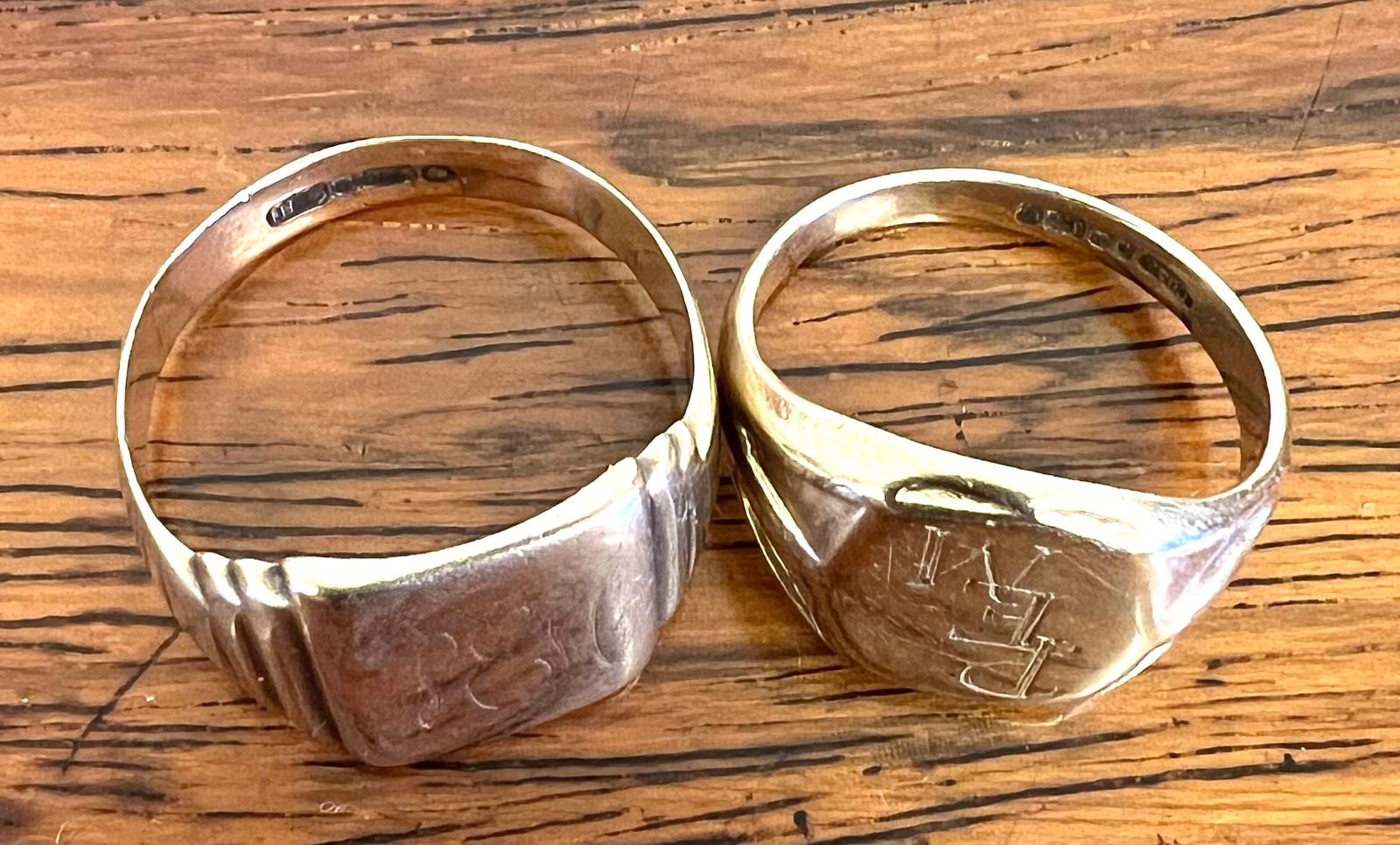 TWO 9ct GOLD SIGNET RINGS, APPROX WEIGHT 11.8g