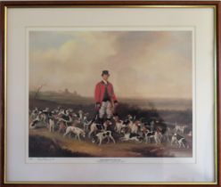 Large polychrome print - The Royal Rock Beagle Hunt 1866. Approx. 46 x 57cm Used condition,