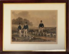 Large polychrome print - The Merry Beaglers. Approx. 67 x 32cm Used condition, unchecked
