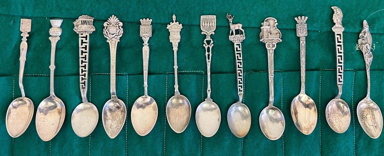 TWELVE VARIOUS WHITE METAL COFFEE SPOONS, SOME WITH MARKS AND STAMPS, APPROX WEIGHT 130g