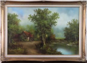 Large 1970's oil on canvas by G. Morris. Approx 60 x 90cm Reasonable used condition