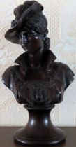 20th century pottery bust of a classical lady. Approx. 55cm H Reasonable used condition, small chip