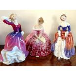 ROYAL DOULTON FIGURES- MELISSA HN2467, PHYLLIS HN3180, VICTORIA HN2471, APPROX 20cm HIGH