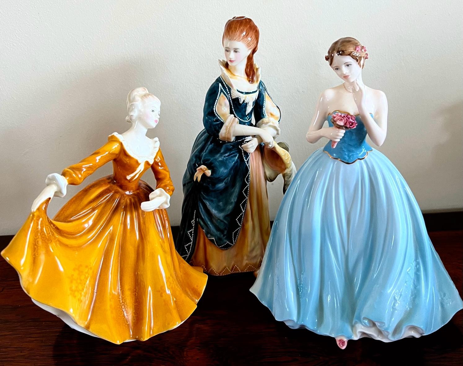 ROYAL DOULTON FIGURES - KIRSTY HN2361, THE HON FRANCES DUNCOMBE HN3009, PLUS COALPORT FIGURE