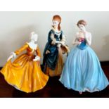 ROYAL DOULTON FIGURES - KIRSTY HN2361, THE HON FRANCES DUNCOMBE HN3009, PLUS COALPORT FIGURE