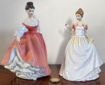 ROYAL DOULTON FIGURES- FAIR LADY HN2835 APPROX 20cm, PRETTY LADIES HN5167 APPROX 18cm HIGH