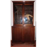 19th century astragal glazed bookcase. Approx. 189cm H x 97cm W x 40cm D Reasonable used