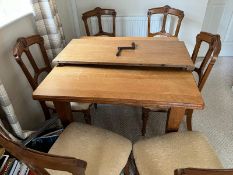 OAK TABLE WITH ONE LEAF AND SIX CHAIRS