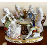 POLYCHROME BISQUE FIRED FIGURE GROUP, THE CARD PLAYERS, EARLY 20th CENTURY