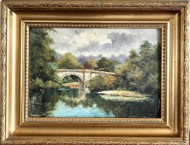 FRAMED OIL ON BOARD "STILL WATERS. APPROX 22.5 X 22CM